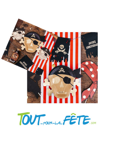 Lot de 8 assiettes pirate 27x22 cm