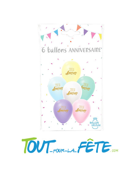 Sachet de 6 Ballons anniversaire multicolore 30cm
