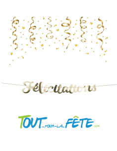 Guirlande en lettres Félicitations Or 1.40 mètres