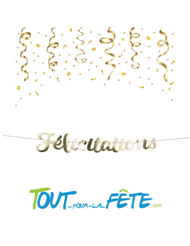 Guirlande en lettres Félicitations Or 1.40 mètres