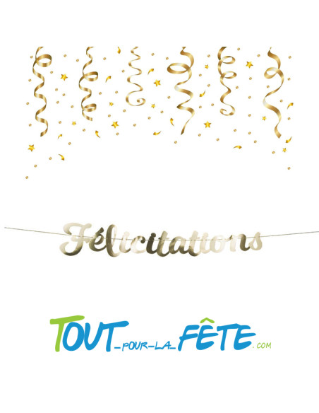Guirlande en lettres Félicitations Or 1.40 mètres