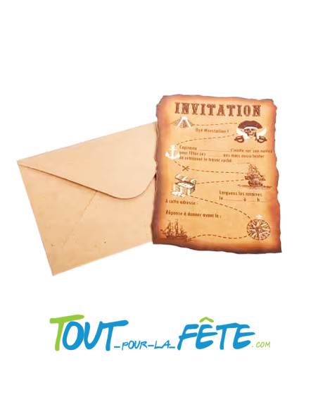 Lot de 8 cartons d'invitation pirate
