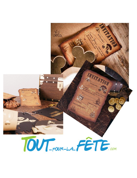 Lot de 8 cartons d'invitation pirate