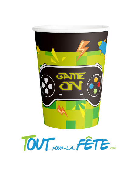 Lot de 8 gobelets jeux vidéo Game on
