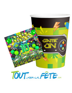 Lot de 8 gobelets jeux vidéo Game on 2