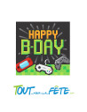 Lot de 16 serviettes jeux vidéo Happy B Day Game on