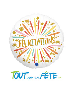 Ballon aluminium Félicitations Multicolore 46cm