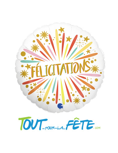 Ballon aluminium Félicitations Multicolore 46cm