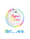 Lot de 8 assiettes joyeux anniversaire multicolore 23 cm