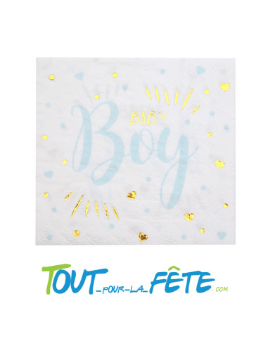 Lot de 20 serviettes Baby Boy 33 cm