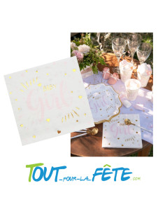 Lot de 20 serviettes Baby Girl 33 x 33 cm 2