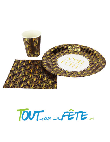 Lot de 16 serviettes GATSBY ANNÉE FOLLE 33 cm