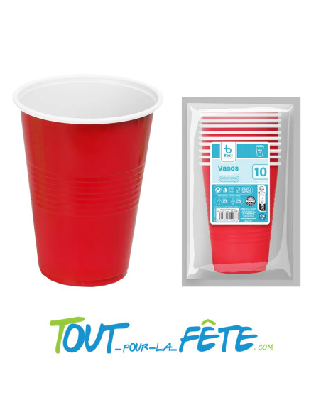 Lot de 10 gobelet Beer Pong Rouge 45cl