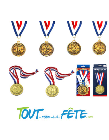 Médaille d'or joyeux anniversaire par âge