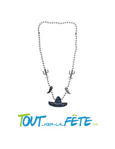 Collier argenté Cactus, Piment et Sombréro