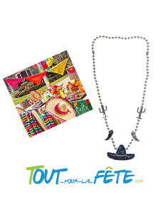 Collier argenté Cactus, Piment et Sombréro 2