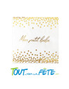Lot de 12 serviettes mon petit bébé dorée 12.5 cm