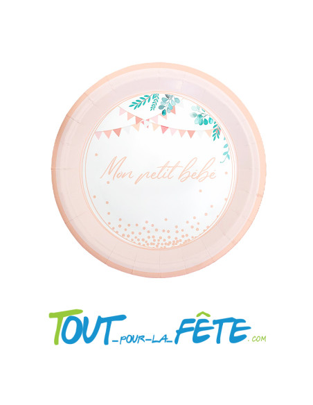 Lot de 6 assiettes mon petit bébé rose