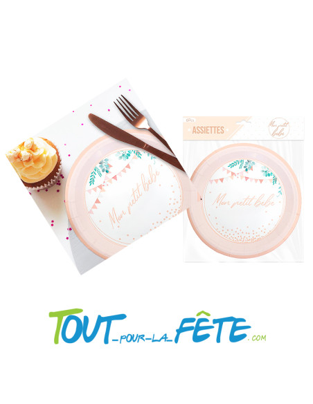 Lot de 6 assiettes mon petit bébé rose