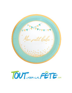 Lot de 6 assiettes mon petit bébé bleu 23 cm