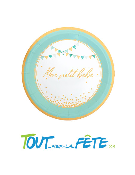 Lot de 6 assiettes mon petit bébé bleu 23 cm