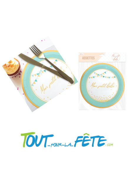 Lot de 6 assiettes mon petit bébé bleu 23 cm