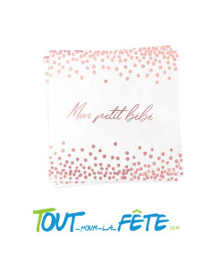 Lot de 12 serviettes mon petit bébé rose gold