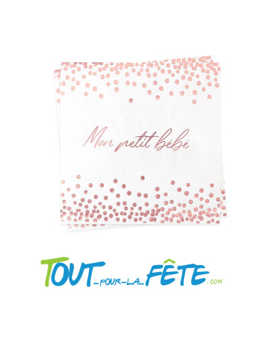 Lot de 12 serviettes mon petit bébé rose gold