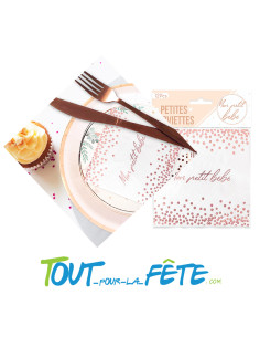 Lot de 12 serviettes mon petit bébé rose gold 2
