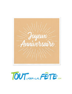 Lot de 12 serviettes joyeux anniversaire kraft 33 cm
