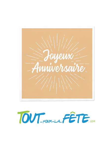 Lot de 12 serviettes joyeux anniversaire kraft 33 cm
