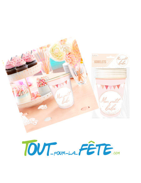 Lot de 6 verres mon petit bébé rose 25 cl