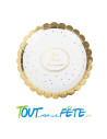 Lot de 8 assiettes mon premier anniversaire blanc et or