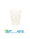 Lot de 8 gobelets mon premier anniversaire blanc et or