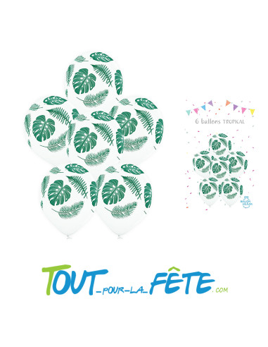 Sachet de 6 ballons en latex a motifs tropical