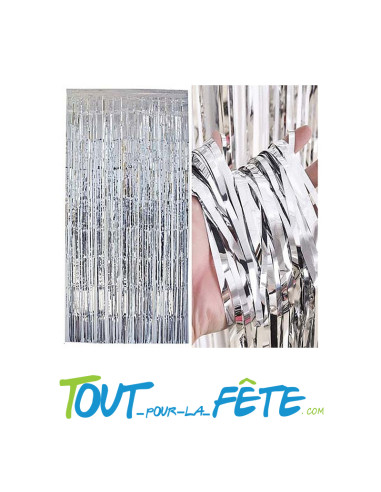 Rideau frangé argent 200 x 100 cm