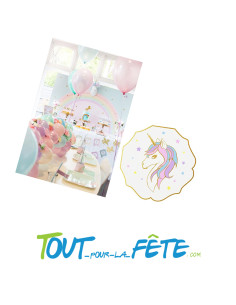 Lot de 12 serviettes licorne 14.5cm avec design métallisé 2