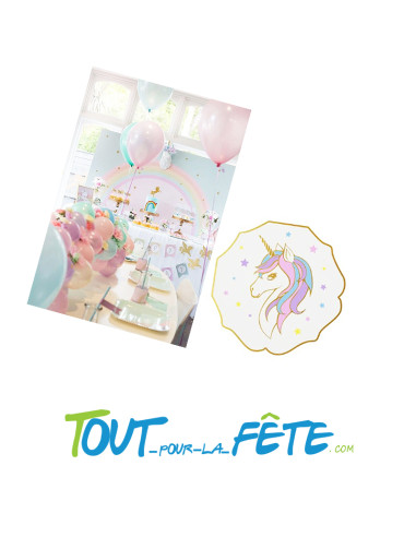 Lot de 12 serviettes licorne 14.5cm avec design métallisé
