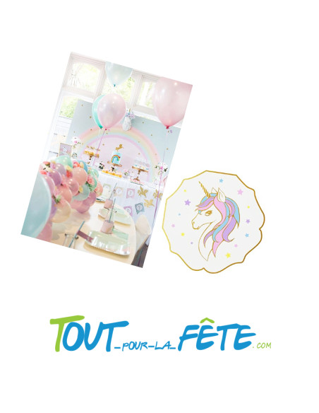 Lot de 12 serviettes licorne 14.5cm avec design métallisé