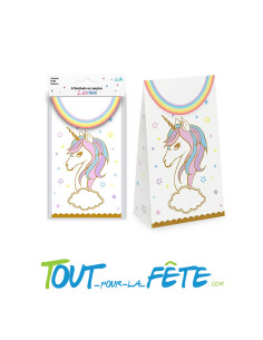 Lot de 6 sachets pour bonbons ou jouets licorne