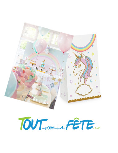 Lot de 6 sachets pour bonbons ou jouets licorne