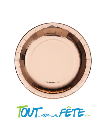 10 assiettes brillantes 26 cm Rose gold