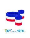 Set Bandeau et Poignets Eponge Bleu, Blanc, Rouge