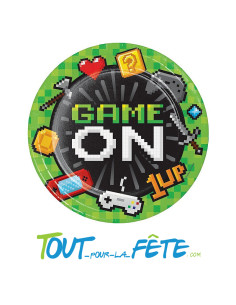 Lot de 8 assiettes jeux vidéo game on 23 cm