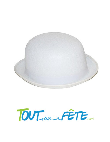 Chapeau melon blanc feutrine