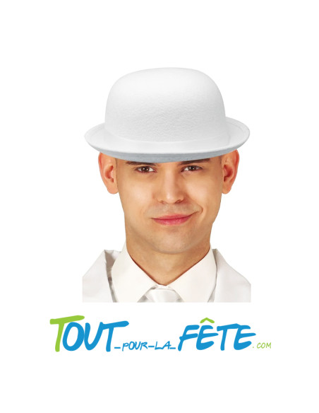 Chapeau melon blanc feutrine