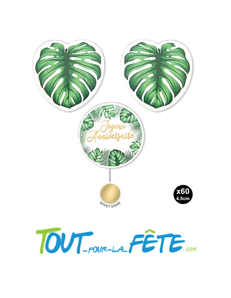 Sachet de 60  confettis de table joyeux anniversaire tropical