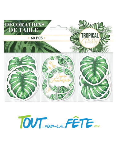 Sachet de 60  confettis de table joyeux anniversaire tropical