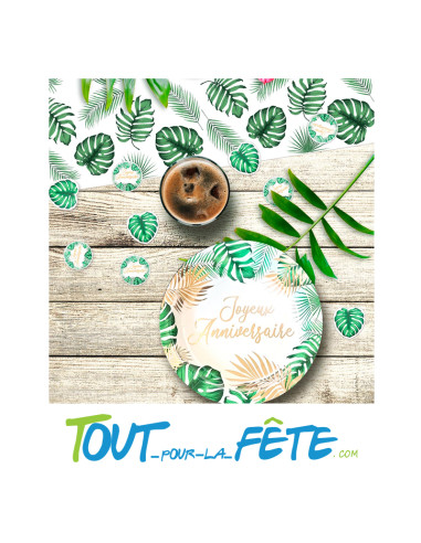 Sachet de 60  confettis de table joyeux anniversaire tropical