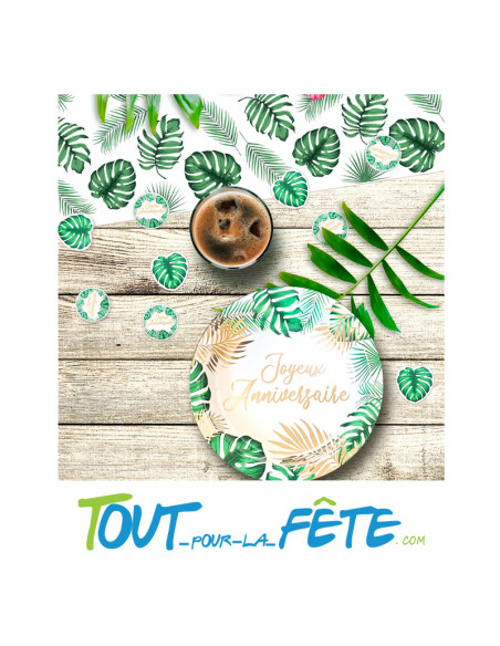 Sachet de 60  confettis de table joyeux anniversaire tropical